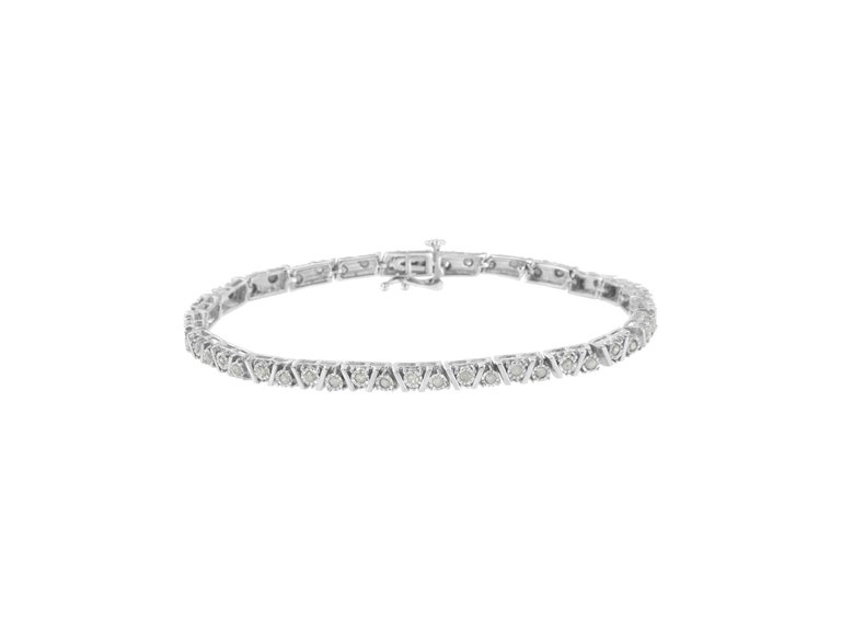 .925 Sterling Silver 1 Cttw Miracle Set Diamond Tennis Bracelet