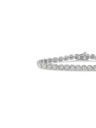 .925 Sterling Silver 1.0 Cttw Diamond Miracle-Set Square Milgrain 7" Link Tennis Bracelet - White