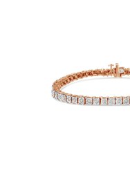 .925 Sterling Silver 1.0 Cttw Diamond Miracle Tennis Bracelet - 7" - Rose