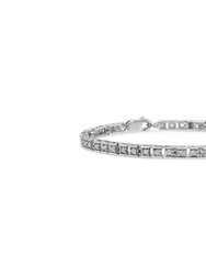 .925 Sterling Silver 1.0 Cttw Diamond Square Hybrid Link 7" Tennis Bracelet - Sterling Silver