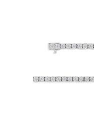 .925 Sterling Silver 1.0 Cttw Miracle Plate Set Diamond Bezel Link Design Tennis Bracelet