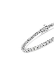 .925 Sterling Silver 1.0 Cttw Miracle Plate Set Diamond Bezel Link Design Tennis Bracelet