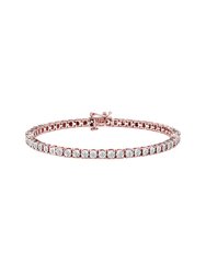 .925 Sterling Silver 1.0 Cttw Miracle-Set Diamond Round Faceted Bezel Tennis Bracelet