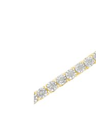 .925 Sterling Silver 1.0 Cttw Miracle-Set Diamond Round Faceted Bezel Tennis Bracelet