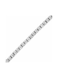 .925 Sterling Silver 1.0 Cttw Miracle-Set Diamond Round Faceted Bezel Tennis Bracelet