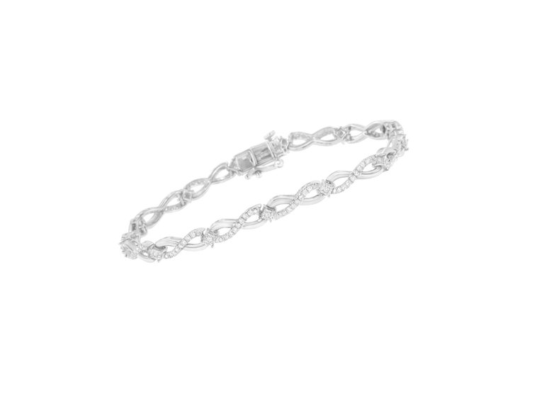 Silver Brilliance Bracelet Set Cttw Prong 1.0 Infinity Sterling | .925 Link White Verishop Haus Diamond of