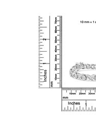 .925 Sterling Silver 1.0 Cttw Round-Brilliant And Baguette Cut Diamond Miracle-Set X-Link 7" Tennis Bracelet