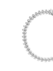 .925 Sterling Silver 1.0 Cttw Round Miracle-Set Diamond 7" Tennis Bracelet - Silver