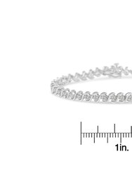 .925 Sterling Silver 1.0 Cttw Round Miracle-Set Diamond 7" Tennis Bracelet