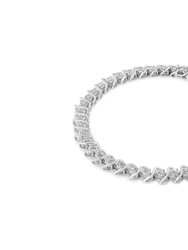.925 Sterling Silver 1.0 Cttw Round Miracle-Set Diamond 7" Tennis Bracelet
