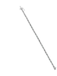 .925 Sterling Silver 1.0 Cttw With Alternating Round White Diamond And Round Treated Green Diamond Tennis Bracelet (Green And I-J Color, I3 Clarity)