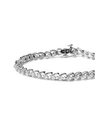 .925 Sterling Silver 1.00 Cttw Diamond C-Shaped Link Bracelet (I-J Color, I3 Clarity) - Sliver