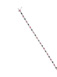 .925 Sterling Silver 1.00 Cttw Treated Black Diamond With 3.00mm Lab Created Pink Ruby 7.25" X-Link Bracelet - Black Color, I2-I3 Clarity