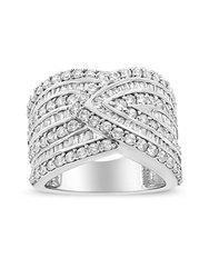 .925 Sterling Silver 2 3/8 Cttw Diamond Multi Row Overlay Band Ring - Ring Size 7