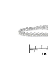 .925 Sterling Silver 2 cttw Miracle Plate Set Diamond Spiral Link Bracelet