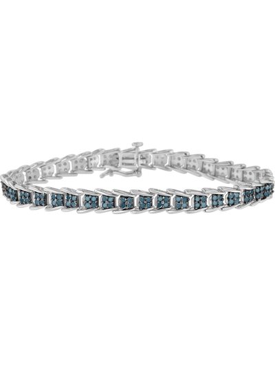 Haus of Brilliance .925 Sterling Silver 2 cttw Treated Blue Diamond Fan-Shaped Nested Link 7" Tennis Bracelet product