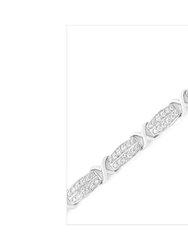 .925 Sterling Silver 2.0 Cttw Diamond 2 Row X-Link Bracelet