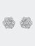 .925 Sterling Silver 2.0 Cttw Prong Set Round-Cut Treated Diamond Floral Cluster Stud Earring - Black