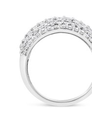 .925 Sterling Silver 2.00 Cttw Round And Baguette-Cut Diamond Cluster Ring - H-I Color, I1-I2 Clarity - Size 7