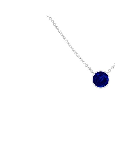 Haus of Brilliance .925 Sterling Silver 2.5mm Lab Grown Cobalt Blue Sapphire Solitaire Bezel Necklace product