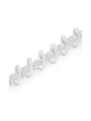.925 Sterling Silver 3/4 Cttw Diamond Illusion Plate Link Bracelet