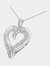 .925 Sterling Silver 3/4 Cttw Round And Baguette-Cut Diamond Open Heart 18" Pendant Necklace