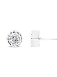 .925 Sterling Silver 3/8 Cttw Solitaire Diamond Miracle Set Stud Earrings - J-K Color, I3 Clarity