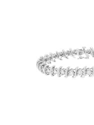 .925 Sterling Silver 3 Cttw Diamond "S" Link Bracelet - Silver