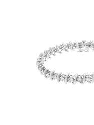 .925 Sterling Silver 3 Cttw Diamond "S" Link Bracelet
