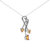 .925 Sterling Silver 3-Stone Heart Shape Citrine And Diamond Accent Spiral Drop 18" Pendant Necklace (H-I Color, SI1-SI2 Clarity)