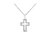 .925 Sterling Silver 3.0 Cttw Round Shape Diamond 1-1/2" Cross Pendant With Box Chain Necklace - White