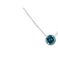 .925 Sterling Silver 3.5 mm Blue Sapphire Gemstone Solitaire 18" Pendant Necklace - Blue