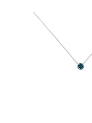 .925 Sterling Silver 3.5 mm Blue Sapphire Gemstone Solitaire 18" Pendant Necklace