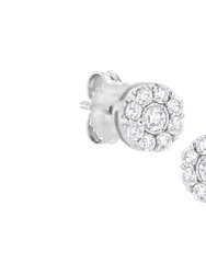 .925 Sterling Silver 5/8 Cttw Lab-Grown Diamond Flower Earring