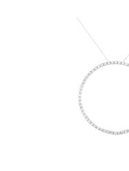 .925 Sterling Silver 5.0 Cttw Prong Set Round-Cut Diamond Open Circle Hoop 18" Pendant Necklace - Silver