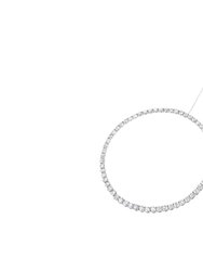 .925 Sterling Silver 5.0 Cttw Prong Set Round-Cut Diamond Open Circle Hoop 18" Pendant Necklace