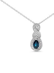 .925 Sterling Silver 6x4mm Pear Sapphire And Diamond Accent Infinity Drop 18" Pendant Necklace (H-I Color, SI1-SI2 Clarity) - Silver
