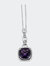 .925 Sterling Silver 6x6MM Cushion Shaped Natural Purple Amethyst and Diamond Accented Bale 18" Inch Pendant Necklace