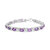 .925 Sterling Silver 7x5mm Oval Amethyst and Diamond Accent X-Link Bracelet (H-I Color, SI1-SI2 Clarity) - Sliver