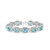 .925 Sterling Silver 7x7 mm Cushion Cut Blue Topaz and 1/10 Ctw Single Cut Diamond Square Shape Tennis Bracelet (I-J Color, I1-I2 Clarity) - 7" - Silver