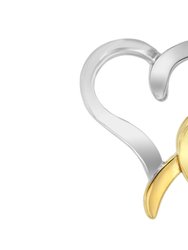 .925 Sterling Silver and 14K Yellow Gold Two-Tone Heart Shaped Pendant Necklace - Two-Toned Silver/Gold