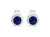 .925 Sterling Silver Bezel Set 3.5mm Treated Blue Sapphire Gemstone Solitaire Stud Earrings - White
