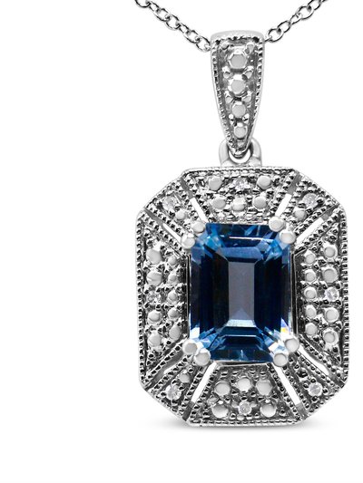 Haus of Brilliance .925 Sterling Silver Blue Topaz And Diamond Accent Art Deco Style 18" Pendant Necklace - I-J Color, I1-I2 Clarity product