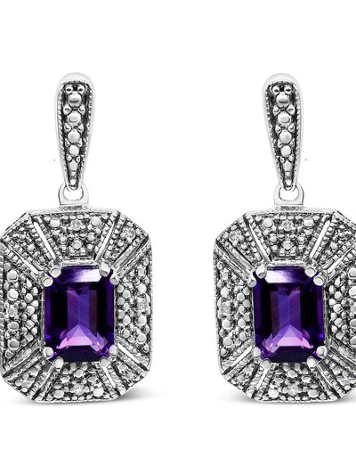 Haus of Brilliance .925 Sterling Silver Diamond Accent And 7x5mm Purple Amethyst Stud Earrings - I-J Color, I2-I3 Clarity product