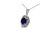 .925 Sterling Silver Diamond Accent And 9 x 7 mm Purple Oval Amethyst Gemstone Pendant 18" Necklace - I-J Color, I1-I2 Clarity