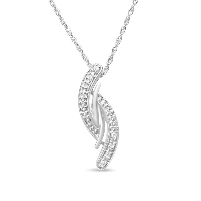 .925 Sterling Silver Diamond Accent Bypass Curve 18" Pendant Necklace - I-J Color, I3 Clarity