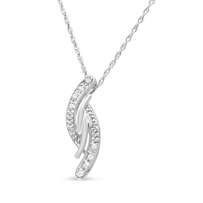 .925 Sterling Silver Diamond Accent Bypass Curve 18" Pendant Necklace - I-J Color, I3 Clarity - Sterling Silver