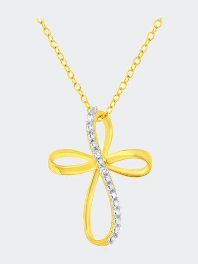 Haus of Brilliance .925 Sterling Silver Diamond Accent Cross Ribbon 18" Pendant Necklace product