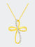 .925 Sterling Silver Diamond Accent Cross Ribbon 18" Pendant Necklace - Gold