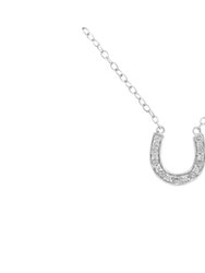 .925 Sterling Silver Diamond Accent Horseshoe U Shape 18" Pendant Necklace - White